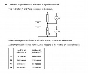 30 The circuit diagram shows a thermistor in a potential divide... | Filo