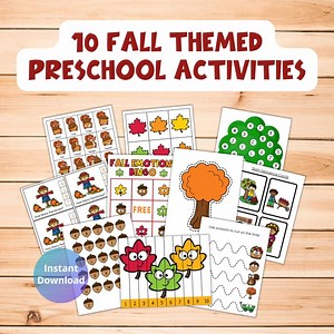 Fall Themed Printable Preschool Activities | Autumn Preschool Printables | Fall Digital Download Preschool | Homeschool Preschool Printables - Etsy