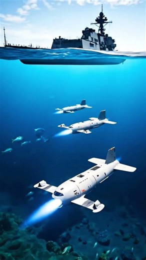 Naval Destroyer Releases Underwater Drones 🔥