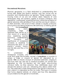 Recessional Moraines Physical Geography Worksheet Sub-Plan Classwork - Homework