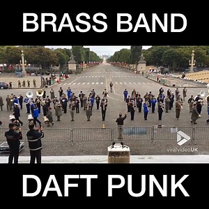 97K views · 414 shares | In France to mark the Bastille Day celebrations, a brass band rehearses some well known Daft Punk hits. The band consisted of members from the Republican Guard, the air force, firemen, the foreign legion, naval troops and paratroopers. The result is a stunning hybrid formation performance right at the Place de la Concorde.   Credit: Viralvideouk | Music Crowns | Facebook