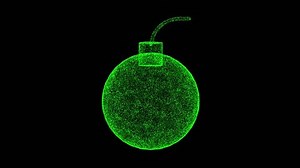 3D Bomb rotates on black background. War weapon concept. Military store and sale of weapons. Old fashioned fuse bomb. For title, text, presentation. Business advertising backdrop. 3d animation 60 FPS