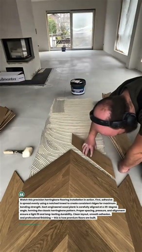 Perfect Herringbone Floor Install! #flooring #construction #tools