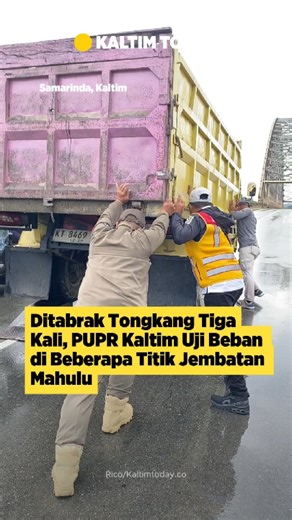 Kaltim Today on Instagram: "Dinas PUPR-PERA Kalimantan Timur melaksanakan uji Non-Destructive Test (NDT) dan uji dinamis pada struktur Jembatan Mahakam Ulu (Mahulu), Rabu (4/2/2026). Langkah ini diambil sebagai respons atas insiden pilar jembatan yang telah ditabrak tongkang sebanyak tiga kali, khususnya pada pilar P9 dan P10. Kepala Bidang Bina Marga PUPR-PERA Kaltim, Muhammad Muhran, menjelaskan bahwa pengujian melibatkan tim ahli dari Universitas Gadjah Mada (UGM) untuk memastikan keamanan da