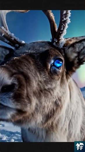 Reindeer, its eyes change from gold to deep blue in winter 🦌👁️