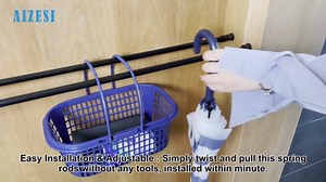 AIZESI Spring Tension Curtain Rods Short Tension Rod (Black, 28" to 41"-4Pcs)