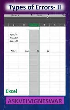 Types of Errors in Excel - II | Tamil | AskVelvigneswar #excel #tips #error #exceltips