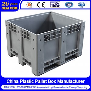 [Hot Item] Heavy Duty 606L Large Warehouse Bulk Storage Industry Solid Rigid Food Grade HDPE Stackable Plastic Pallet Bin with Side Door