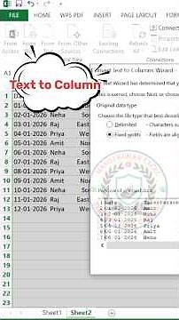 Text to Column in Excel | Split Name, Date & Data in Seconds #excel
