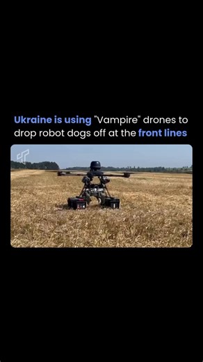 Tech Society on Instagram: "Ukraine deploys Vampire drones to deliver robot dogs to the front lines. These heavy hexacopter "Vampire" drones airlift agile quadruped robots into hard-to-reach positions, including behind enemy lines. The silent robot dogs then conduct stealthy reconnaissance, equipped with thermal cameras for real-time intel in trenches and woodlands. This hybrid air-ground system minimizes risks to soldiers while enhancing surveillance and logistics. Warfare is evolving into a ne