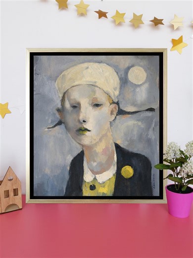 Harlequin Portrait Oil Painting Canvas, Original Colorful European Fine Art, Ukrainian Artist, Custom Order - Etsy