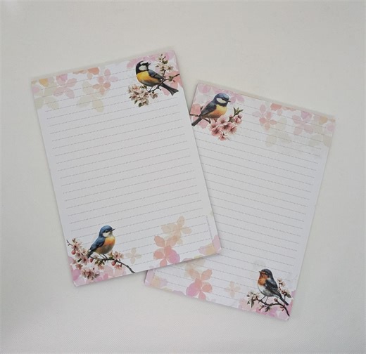 A5 Writing Pad, Printed and Lined on Both Sides "spring Birds", Notepad, Letter Pad, DIN A5, Stationery, Spring, Birds, Animals - Etsy