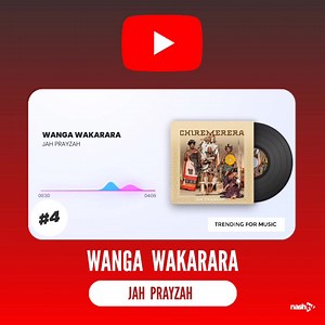 #4 TRENDING FOR MUSIC ON YOUTUBE "WANGA WAKARARA" by Jah Prayzah is currently trending in the music category on YouTube. The song has received 126k views in just 7 days, and is currently ranked at number 4 on the trending list. The song was produced by Rodney Beatz Keep streaming by clicking on the following link: https://youtu.be/p8ZXZlfjYL4 | Nashtvzimbabwe