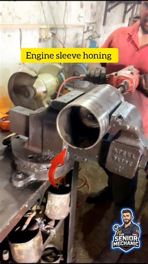 Engine Sleeve Honing | Perfect Cylinder Finish 🔧 #engine #automobile #mechanic #truck #shorts#sleeve