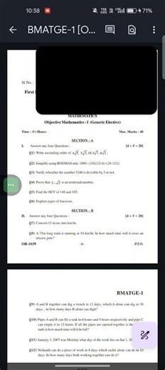 KARNATAKA STATE OPEN UNIVERSITY BSC MATHEMATICS SEM-1 OBJECTIVE MATHEMATICS-1 QUESTION PAPER 2024