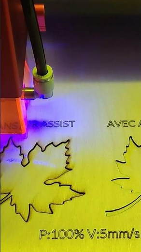 xTool D1 Pro 20W cutting test with & without air assist.