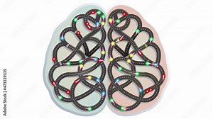 The work of the brain. Stylized infographics. The work of neural connections in the brain. Looped video with alpha channel. Stock Video