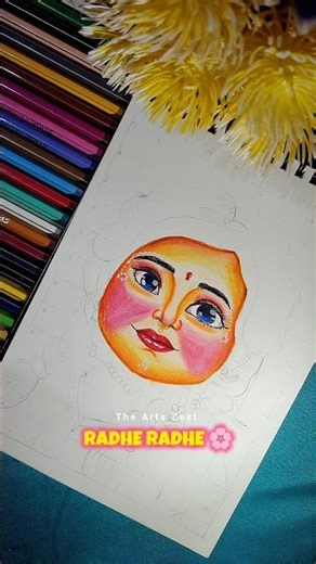 Cute Radha Rani drawing with colour pencils 😍❤️||Radha drawing ❤️#shorts
