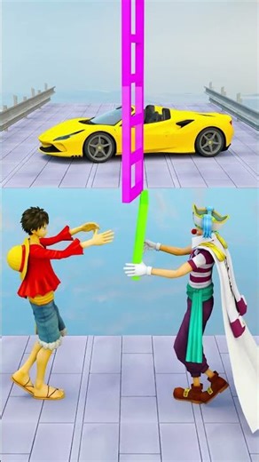 Epic Ladder Run Battle! Luffy vs Buggy Fight for Bonney - Who Is Winner! #luffy #onepiece