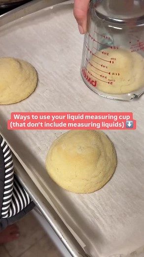 Liquid Measuring Cup Hacks for Your Baking Adventures! 🍪 Hey cookie lovers! If you thought your liquid measuring cup was just for measuring liquids, think again! Here are just a few creative ways to use this versatile kitchen tool beyond its primary purpose: 🍪Cookie Reshaping Magic: Ever have cookies come out of the oven looking a bit wonky? Flip your liquid measuring cup over and gently place it around the cookie while still warm. Give it a gentle swirl to reshape into a perfect circle. We us