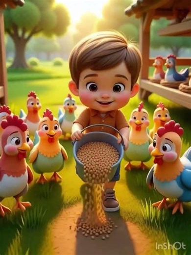 Little Boy 👦 Feeding Hens 🐣 | Happy Hen Farm & Fresh Eggs Story”