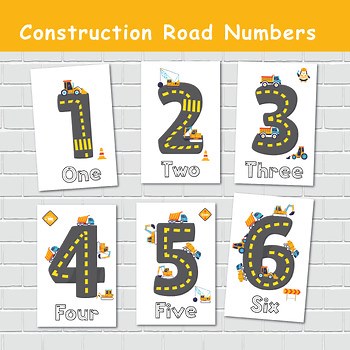 Construction Numbers Flashcards, Preschool Counting Flash Cards, Pre-k Learning