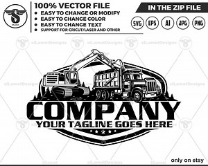 Bagger & Kipper Logo: Baustellenfahrzeug SVG, PNG, JPG (Digital Download) - Etsy.de