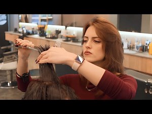 💈100% Scissors Long Hair Grooming Session with Female PRO Barber Dasha