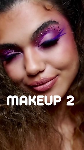 Makeup look 1 or 2? Rosey or purple lips comment your favorite look between the 2 & you could see your chosen look on me on a Tinkies billboard !! #OurFlavoursYourImagination