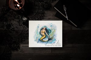 Mermaid Watercolor Art Print | Fantasy Ocean Decor - Etsy