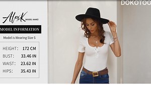 Watch Dokotoo Women's Summer T-Shirts Basic Sexy Low Cut Tops on Amazon Live