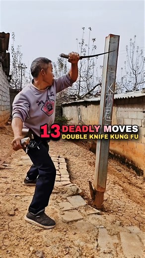 13 Deadly Moves - Double Knife Kung Fu Slashes Against Iron Pillar #martialarts