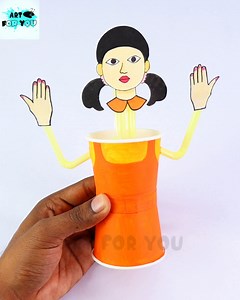 DIY Squid Game Doll .....!! Don't Move !! #SquidGame #squidgamedoll #diy #craft #papercup #paperart #papercrafts #crafts #doll #funnyvideos | Art For You Creations