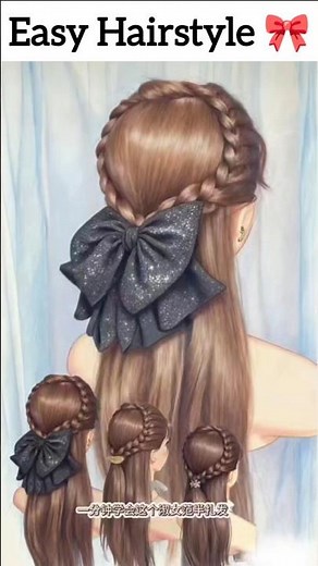 Viral Heart Braid Crown Tutorial-K-Drama Princess Hairstyle with Bow#ViralHeartBraid #hairstyle #yt