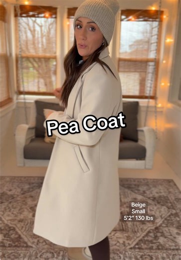 Stylish Beige Pea Coat for Winter Fashion