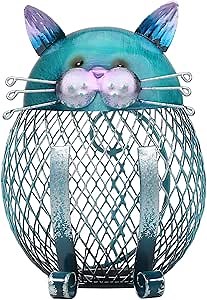Metal Cat Coin Piggy Bank for Adults, Animal Money Bank with Bottom Cap, Creative and Practical Cat Gifts for Cat Lovers, Birthday& Christmas, Decoration for Home, Office, Living Room& Bookshelf
