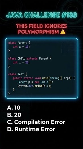 Java Polymorphism Fails Here 🚨 #java #coding #music #shorts #trending #viral