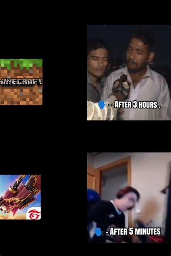 Minecraft Joy vs Free Fire Frustration