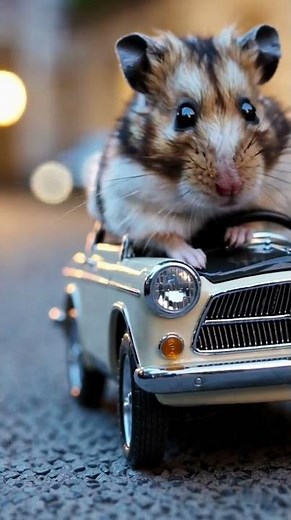 Hamster Driving a Tiny Car – Too Cool! 🚗🐹🔥