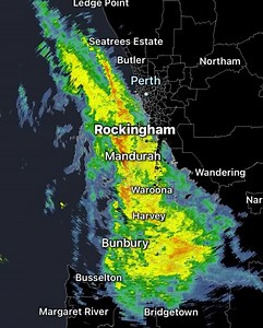 Isn’t that radar image looking pretty! Please drive carefully with your lights on | Perth Weather Live