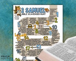 2 Samuel Bible Scavenger Hunt, Book of 2 Samuel Bible Study Game, King David