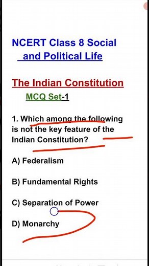 NCERT Class 8 Civics Chapter 1 Question Answers | The Indian Constitution Class 8 Civics | #Shorts