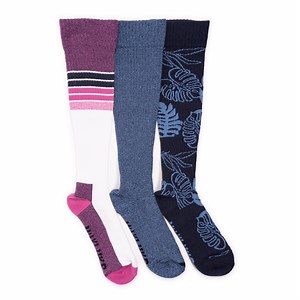 Muk Luks Women's 3 Pack Cotton Compression Knee-High Socks