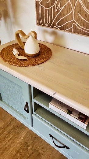 Transforming an Oak TV Unit with Duck Egg Blue
