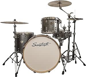 Sawtooth Command Series 4-Piece Shell Pack with 24" Bass Drum, Silver Sparkle, (ST-COM-4PC-24-SSPK)