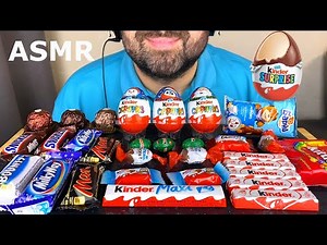 ASMR KINDER, SNICKERS CHOCOLATE CANDY BARS | KINDER SURPRISE | LEFTOVER CHOCOLATE MUKBANG (EATING)