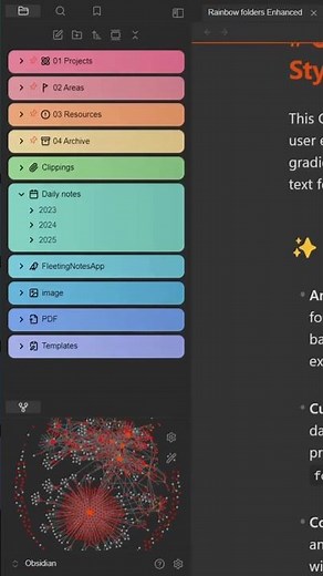 Rainbow Folders CSS snippet for Obsidian MD #obsidian