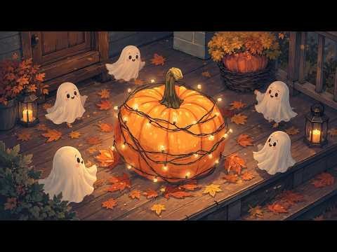 Ghosts Around a Glowing Pumpkin 🎃 Halloween Lofi Beats for Cozy Autumn Nights