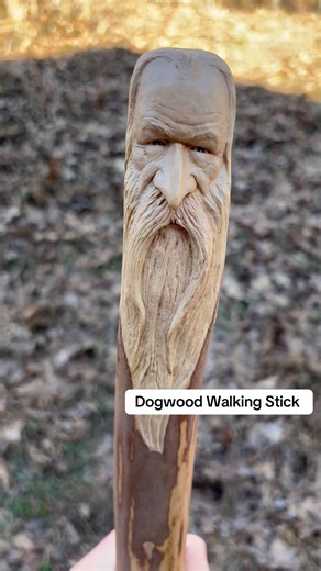 Walking Stick Wood Carving Face