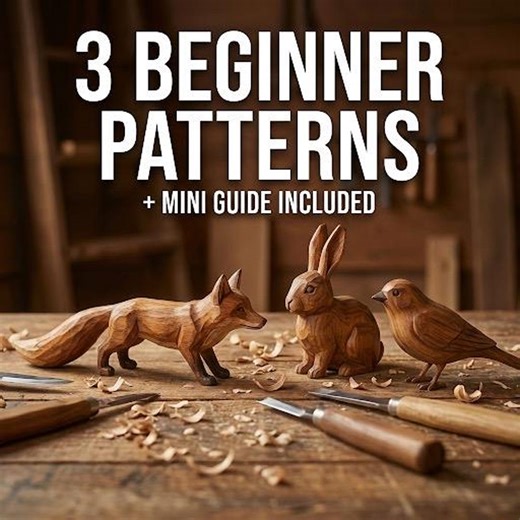 Whittling Patterns PDF | 3 Geometric Animals (bird, Rabbit, Fox) | Beginner Flat Plane Wood Carving Stencils & Guide - Etsy